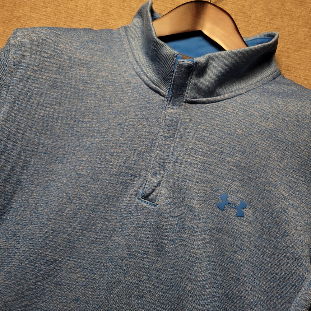 Under Armour Quarter Zip Pullover Mens XL Blue Heather ColdGear Loose Fit